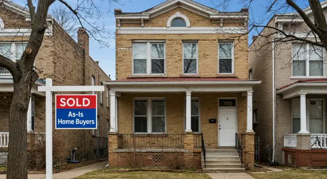 Chicagoland home sold — As-Is Home Buyers sold sign in the yard
